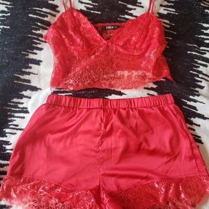 Red Lacey pajama set